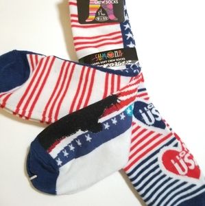 Ladies Crew Socks USA/Red White Blue Crew